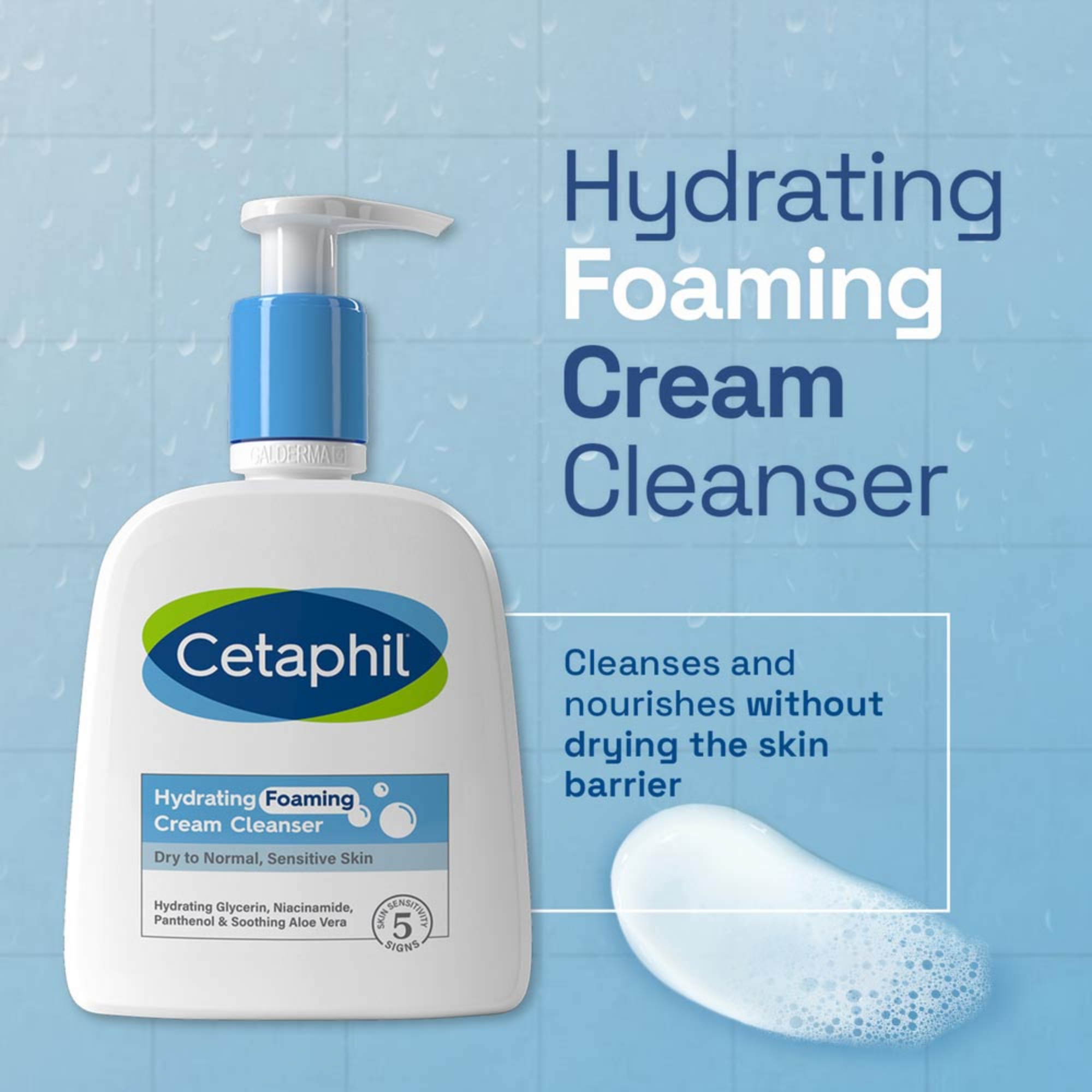 Cetaphil Hydrating Foaming Cream Cleanser Dry To Normal, Sensitive Skin 236ml