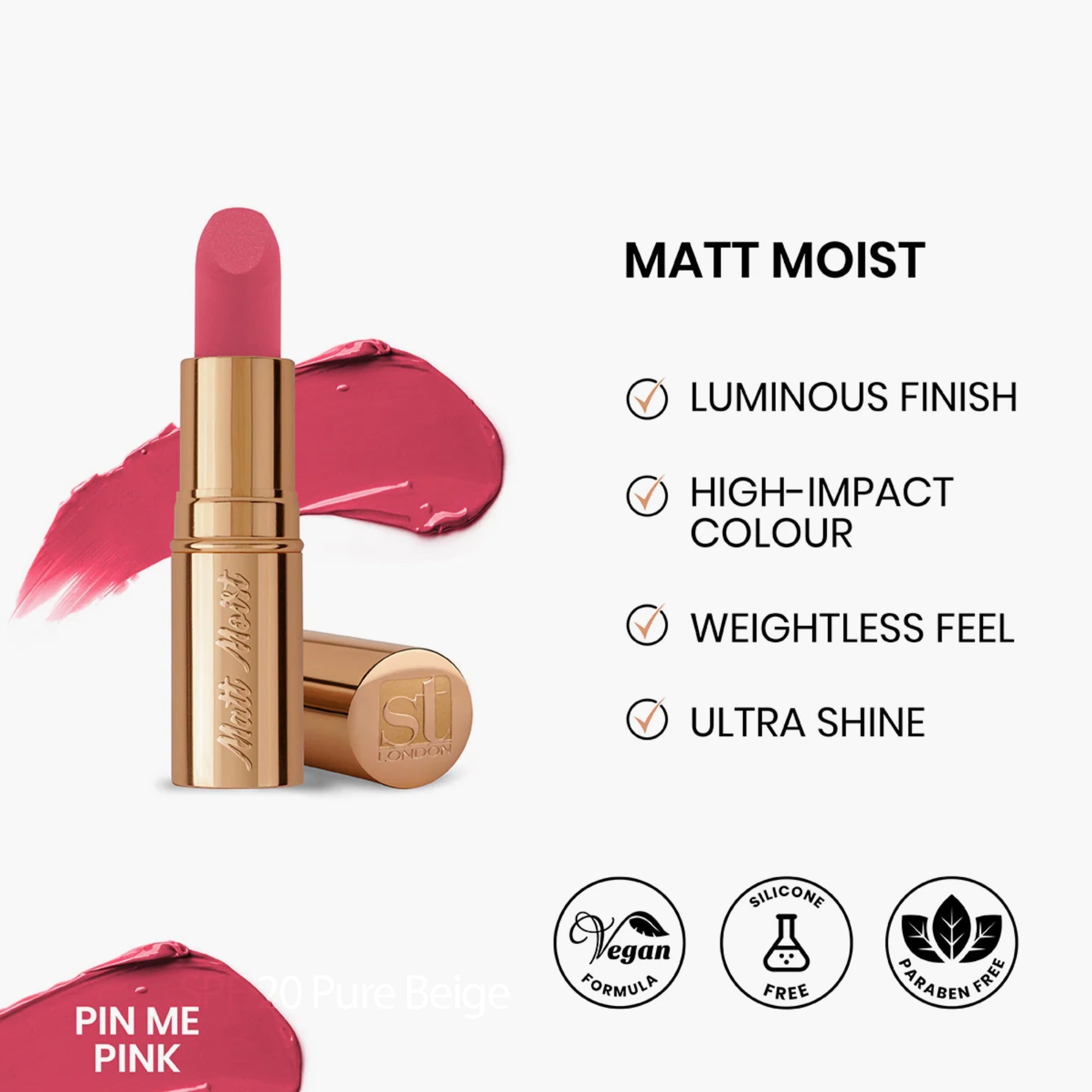ST London Matt Moist Long Lasting Lipstick Pin Me Pink 4.5gm