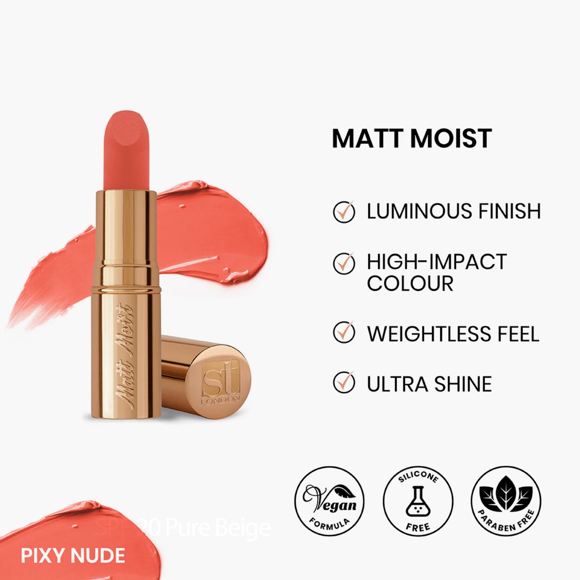 ST London Matt Moist Long Lasting Lipstick Pixy Nude 4.5gm