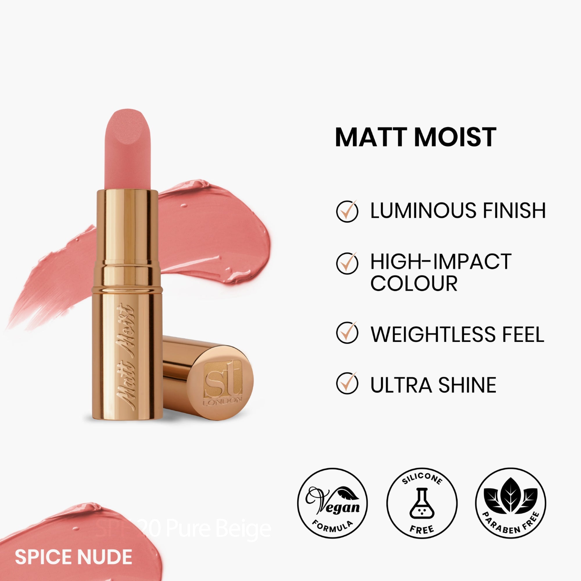 ST London Matt Moist Long Lasting Lipstick Spice Nude 4.5gm
