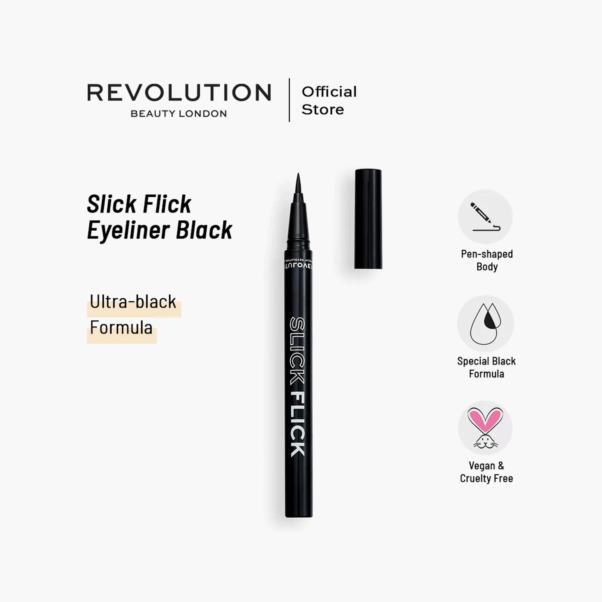 Revolution Relove Slick Flick Eyeliner Black 0.7gm